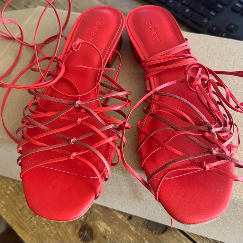 Doen Casimira sandals in red leather NEW - Picture 7 of 10